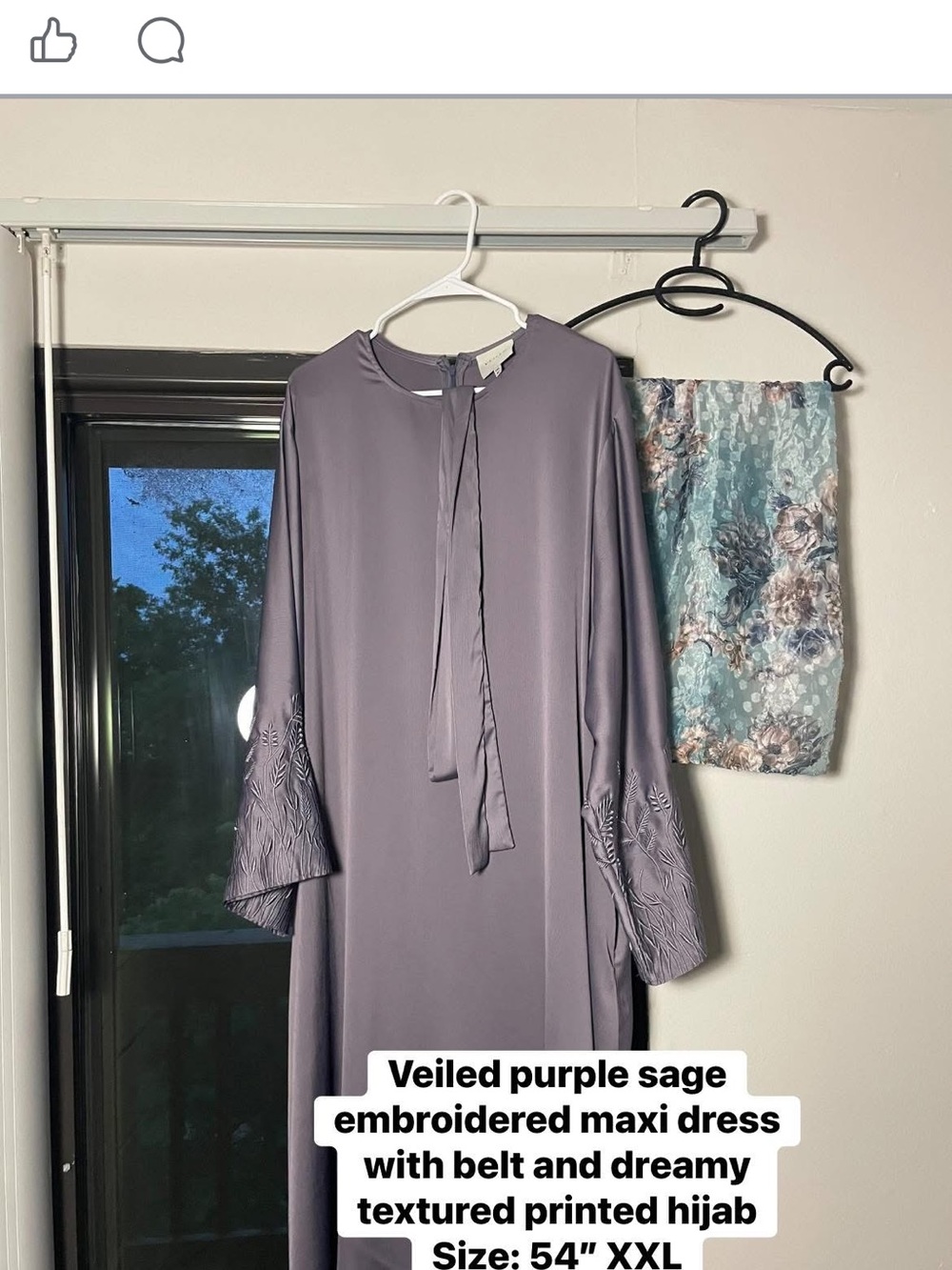 Veiled Purple Embroidered Maxi Dress abaya
